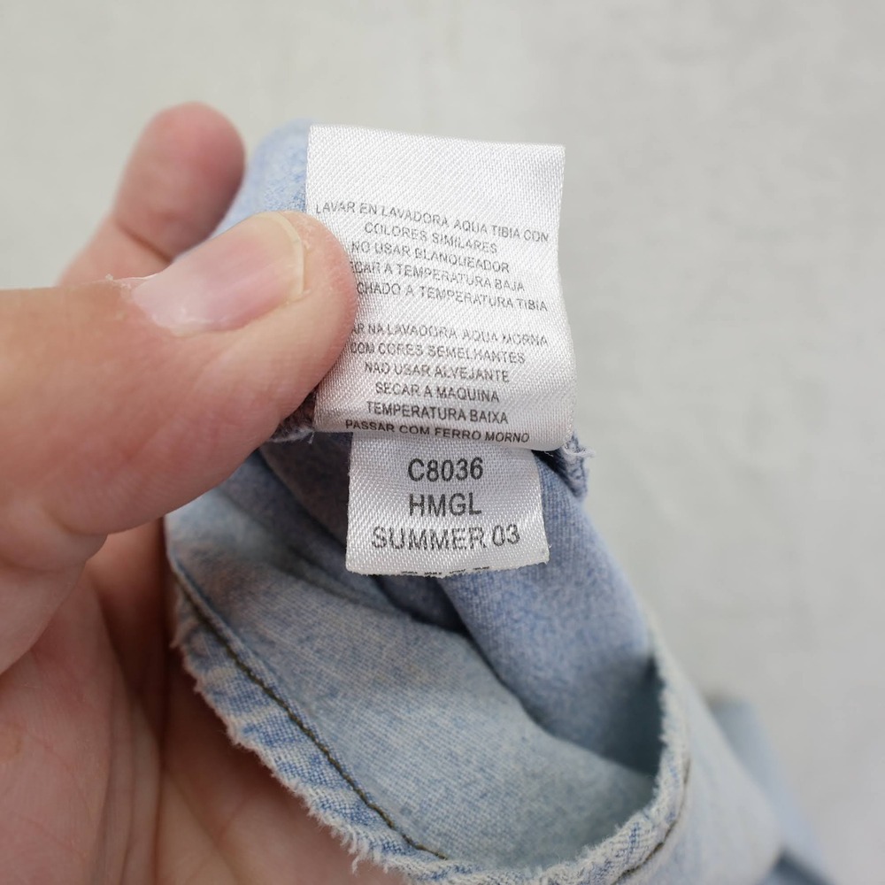 Harley Davidson XXL Light Wash Denim Button Shirt '03 C8036 HMGL Thrashed *READ - Picture 13 of 15